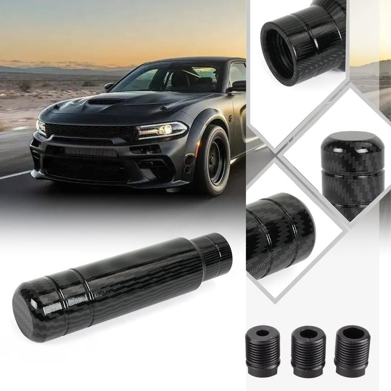 BARTOO Aluminum Alloy Heavy Weighted Shifter Knob, 5" Auto Gear Shift Knob, Car Gear Lever Stick Shifter Handle,with 3 Threaded Adapters M8 M10 M12,Fit Most Automatic Manual Vehicle(Carbon Fiber) - Image 2